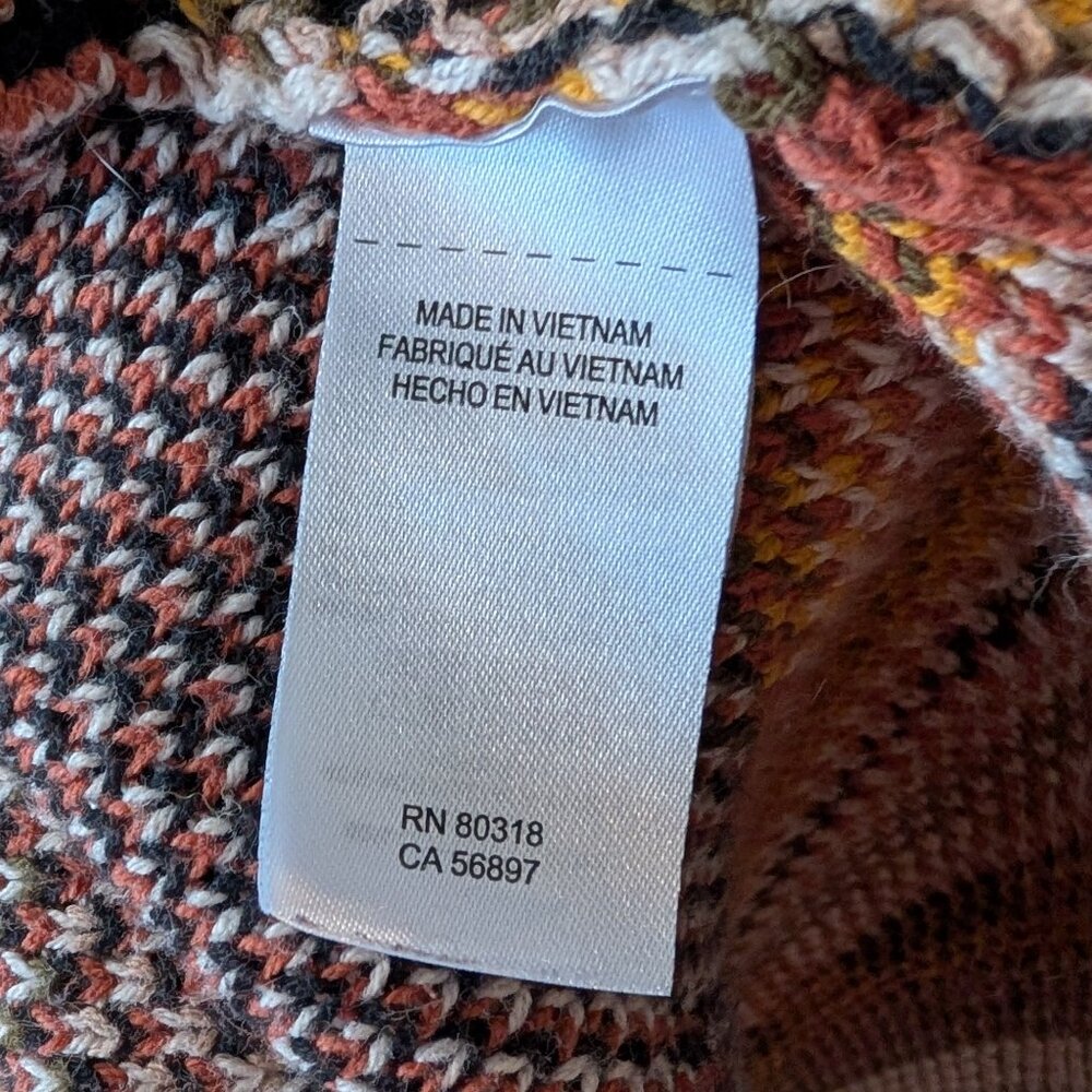 Lucky Brand Aztec Southwestern Open Front Shawl Collar Sweater Sz M - Picture 3 of 6